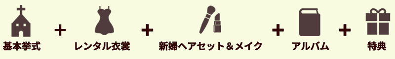 基本挙式＋レンタル衣裳＋新婦ヘアセット＆メイク＋アルバム＋特典