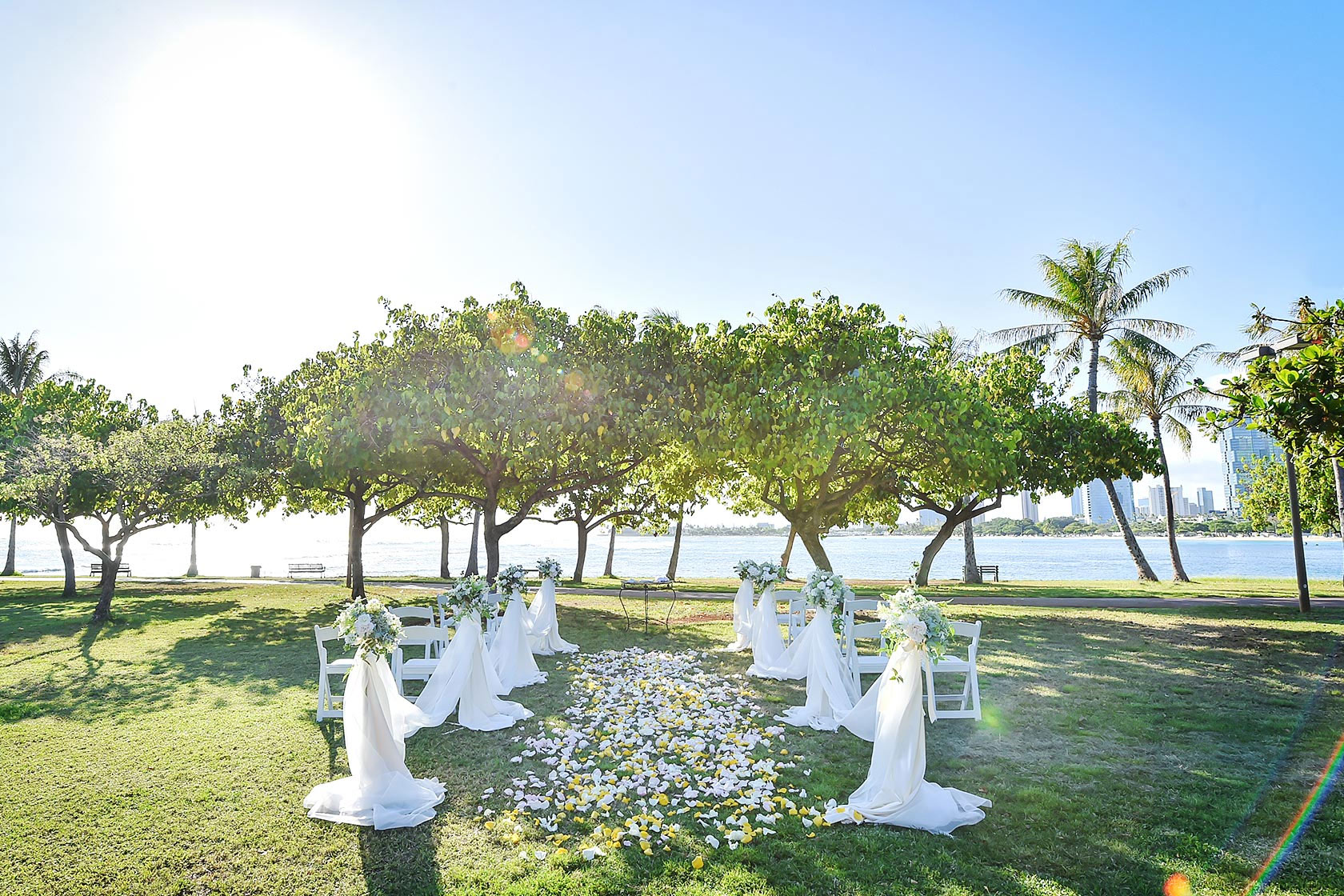 マジックアイランド ガーデン ウェディングの費用 写真 ハワイ結婚式 挙式 His海外ウェディング