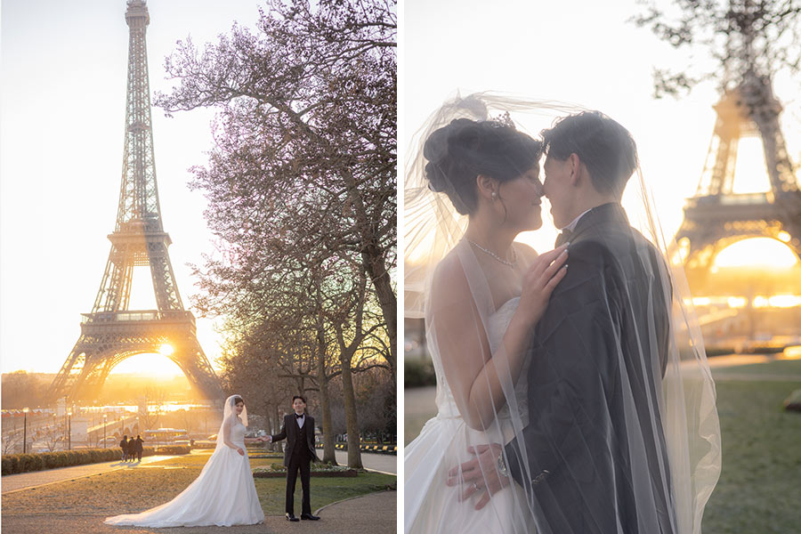 ヨーロッパ結婚式・挙式・ウェディング「フランス・パリ 早朝フォトウェディング」卒花フォト・卒花写真