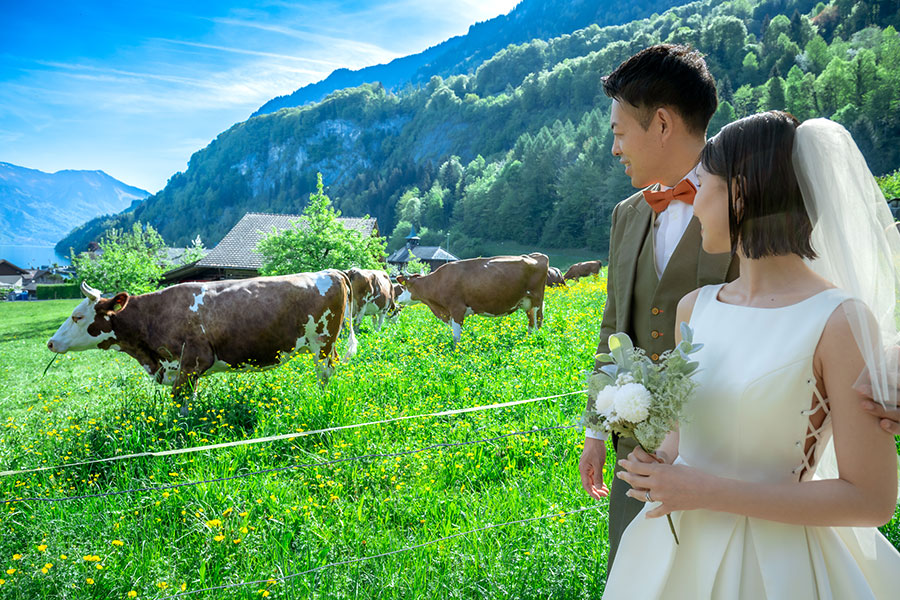 ヨーロッパ結婚式・挙式・ウェディング「スイス（インターラーケン泊）フォトウェディング」卒花フォト・卒花写真