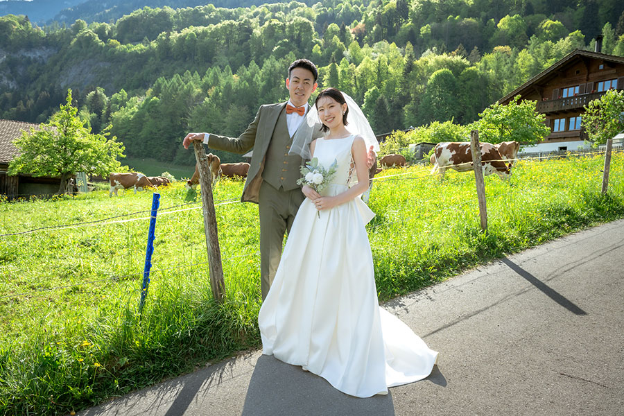 ヨーロッパ結婚式・挙式・ウェディング「スイス（インターラーケン泊）フォトウェディング」卒花フォト・卒花写真